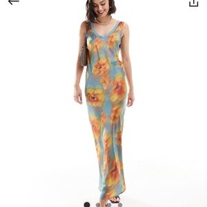 ASOS bias slip midi dress with ribbed neck